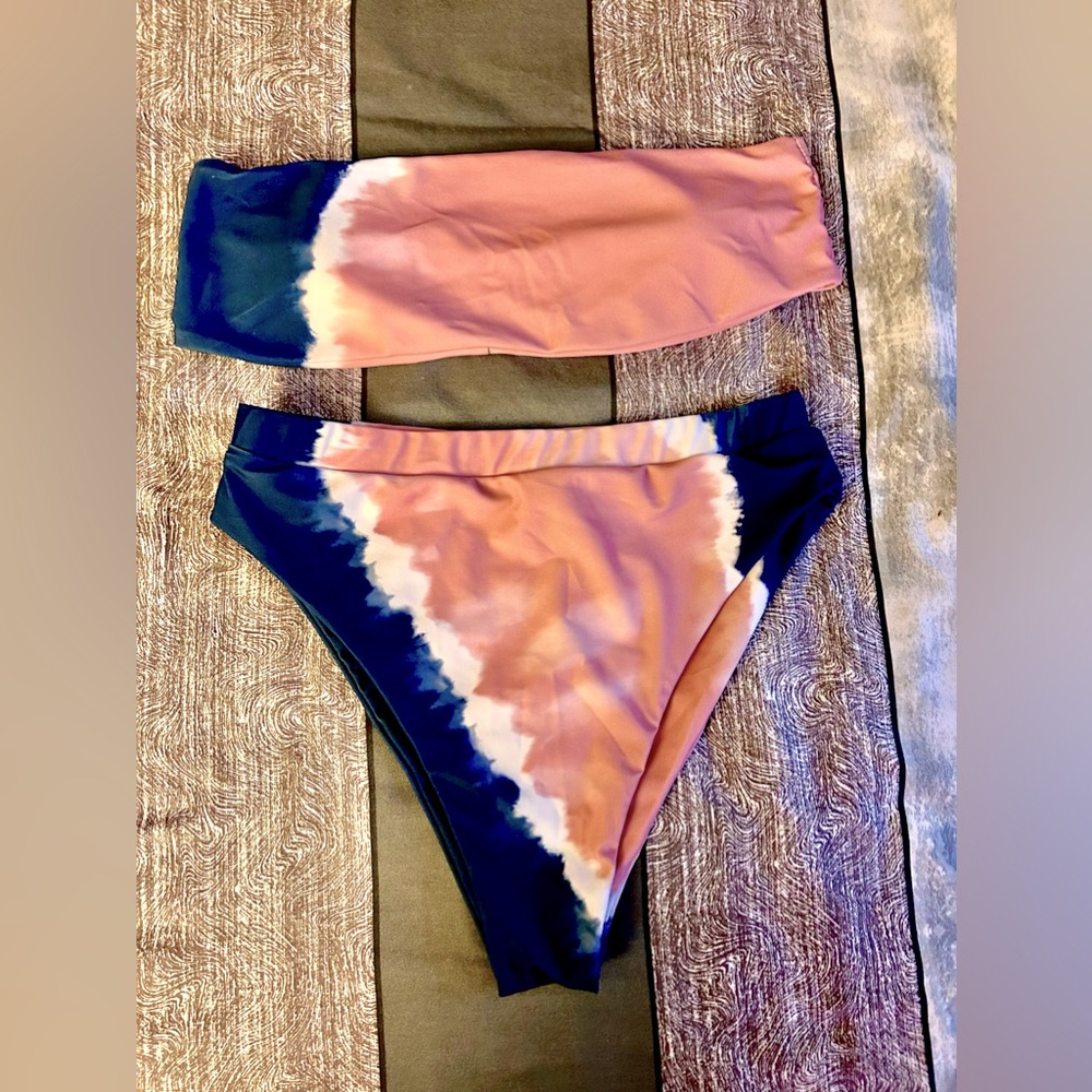 Tie dye bandeau top bikini 👙